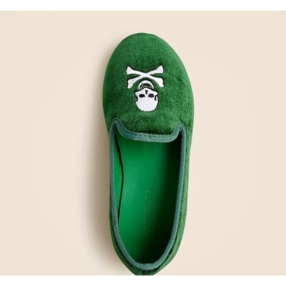 Kids' embroidered-skull velvet slip-on shoes - Picture 2 of 9